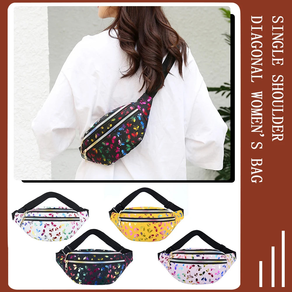 Soft Large Capacity Women Waist Packs Butterfly Printing Chest Bag