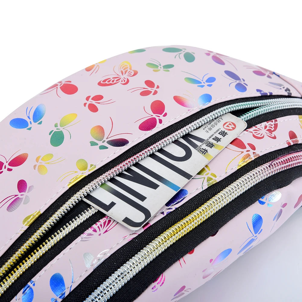 Soft Large Capacity Women Waist Packs Butterfly Printing Chest Bag