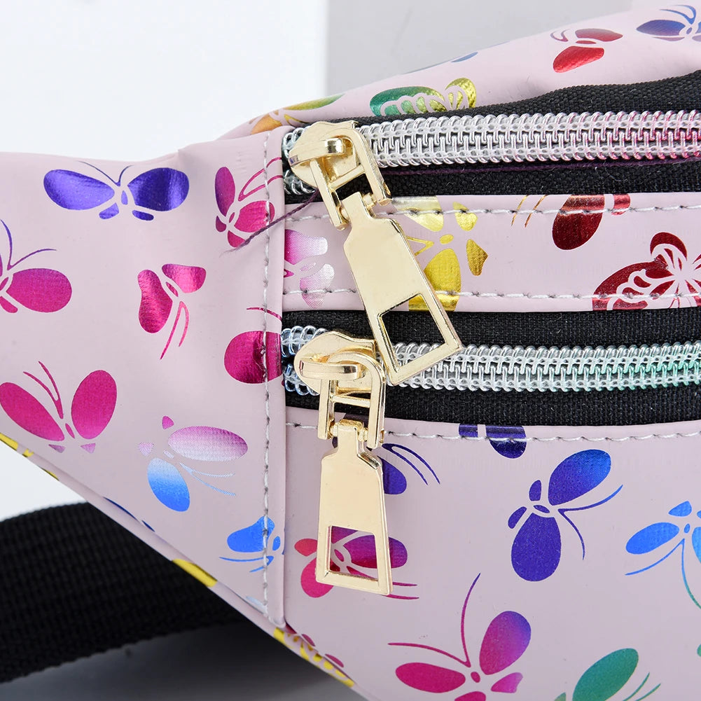Soft Large Capacity Women Waist Packs Butterfly Printing Chest Bag