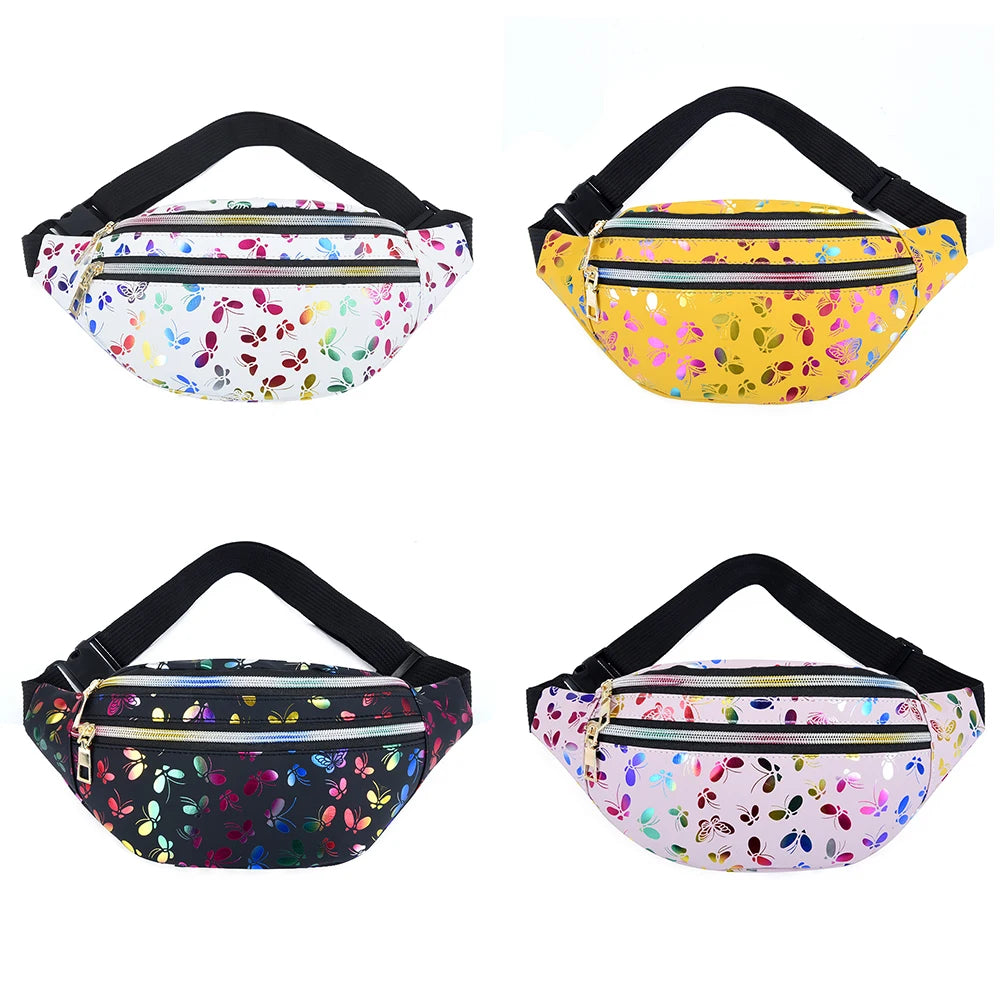 Soft Large Capacity Women Waist Packs Butterfly Printing Chest Bag