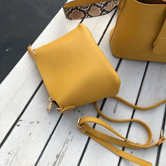Soft Leather Bucket Bag Casual Messenger Bag Composite Bag Snake Pattern KL678