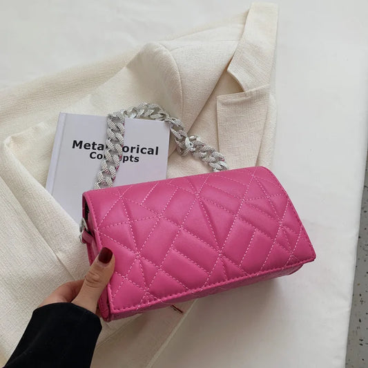 Green Quilted Shoulder Bag for Women Retro Clutch Tote
