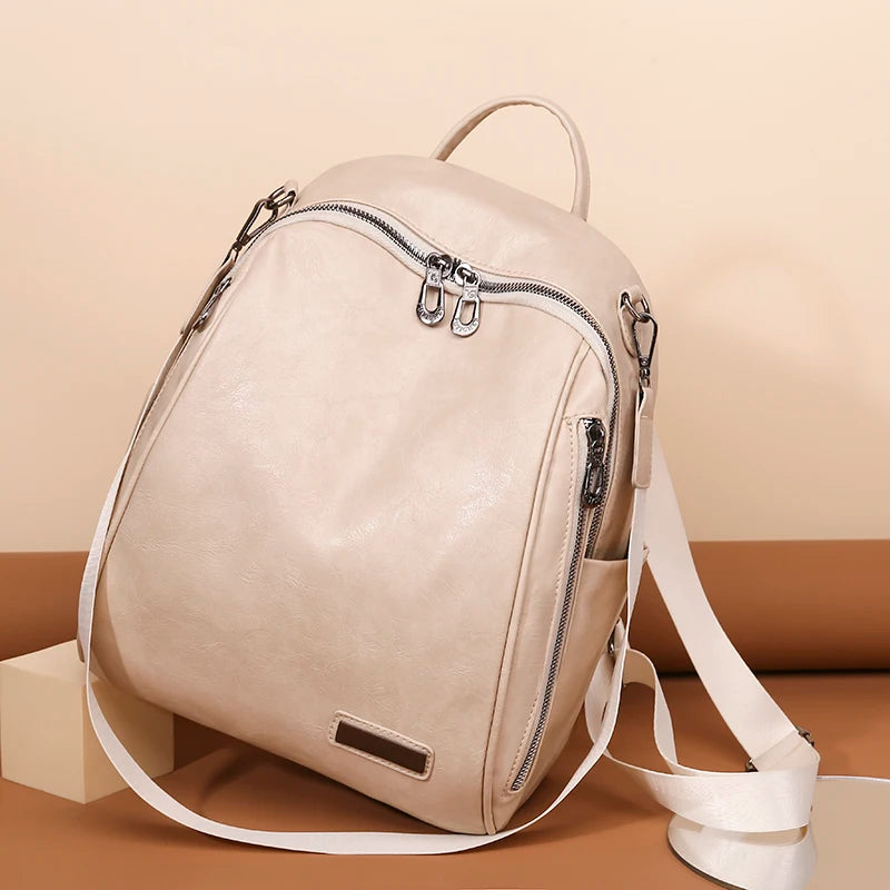 Soft Leather Female Bag Cowhide High Travel Girls Backpack Women Rucksack