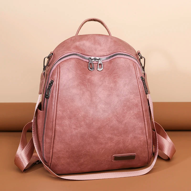 Soft Leather Female Bag Cowhide High Travel Girls Backpack Women