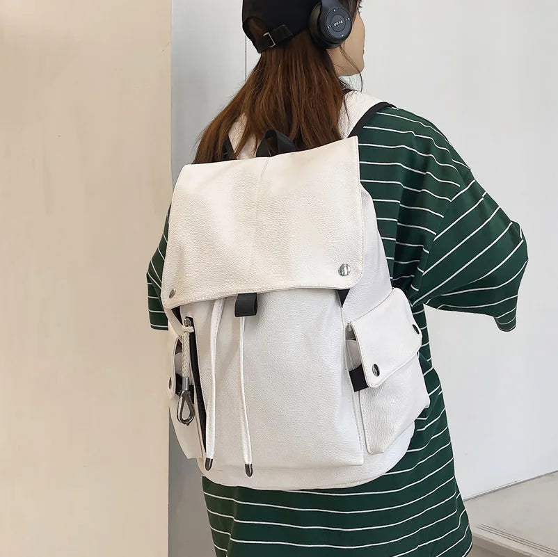 Soft Leather Men's Backpacks High Women Man Backpack Girl Back Pack Laptop Bag L