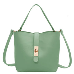 Vintage PU Leather Bucket Tote Shoulder Bag Women Handbags
