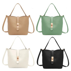 Vintage PU Leather Bucket Tote Shoulder Bag Women Handbags