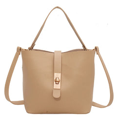 Vintage PU Leather Bucket Tote Shoulder Bag Women Handbags