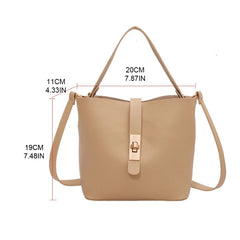 Vintage PU Leather Bucket Tote Shoulder Bag Women Handbags