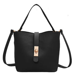 Vintage PU Leather Bucket Tote Shoulder Bag Women Handbags