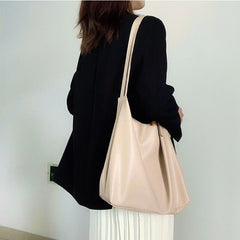 Soft Leather Totes Women Shoulder Bags Preppy Book Bag Vintage Handbag