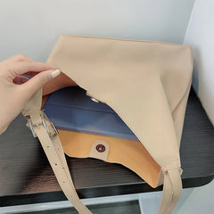 Soft Leather Totes Women Shoulder Bags Preppy Book Bag Vintage Handbag