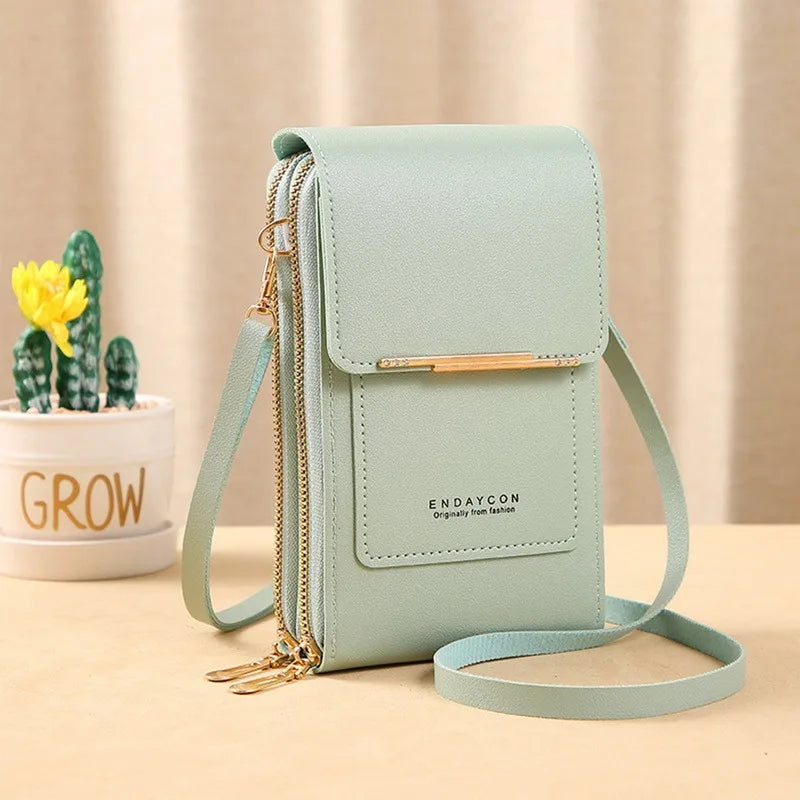 Women's Soft Leather Wallets Touch Screen Cell Phone Purse