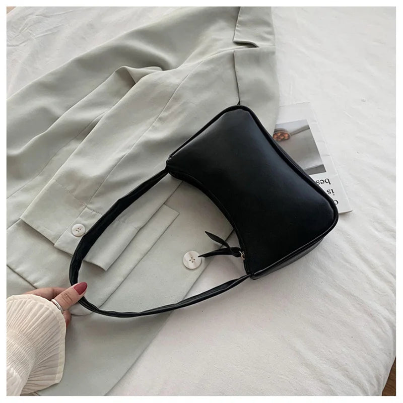 Soft Leather Women Underarm Crossbody Bag Retro Ladies Handbags