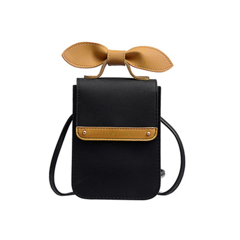Soft Leather Women's Bag Wallets Bow Decoration Cell Phone Purse Bags Of Women