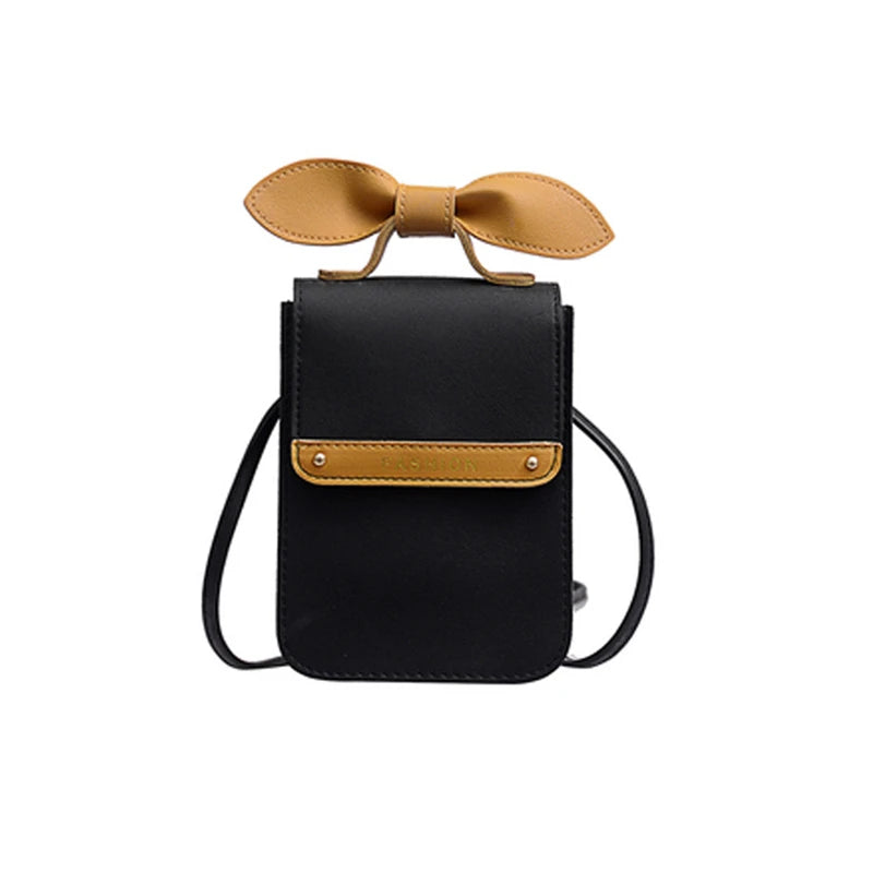 Soft Leather Women's Bag Wallets Bow Decoration Cell Phone Purse Bags Of Women