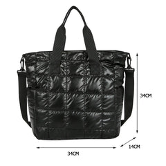 Nylon Cotton Padded Quilted Top-handle Bag Embroidery Thread Crossbody