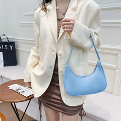 Soft Nylon Women Purple Underarm Bag Summer Solid Ladies Shoulder Bags