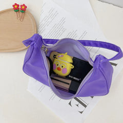 Soft Nylon Women Purple Underarm Bag Summer Solid Ladies Shoulder Bags