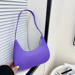 Soft Nylon Women Purple Underarm Bag Summer Solid Ladies Shoulder Bags