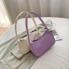 Purple PU Leather Underarm Bag Retro Handbags