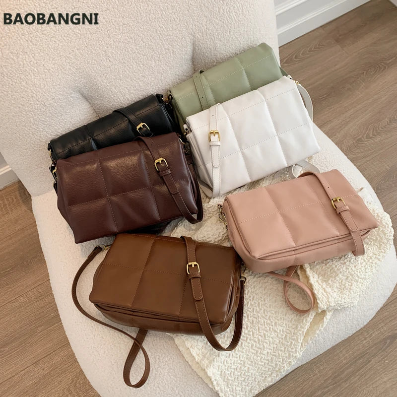 Soft PU Leather Crossbody Bags Plaid Small Clutch Handbags