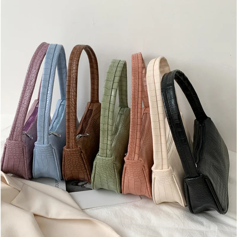 Crocodile Pattern Women Underarm Bag Vintage Casual Small Shoulder Tote