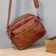Vintage PU Leather Crossbody Bag Small Shoulder Bag Lady Purse