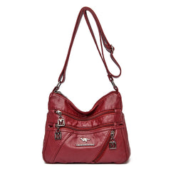 Soft PU Leather Crossbody Bag For Women Shoulder Bag Mult-pockets Messenger Bag