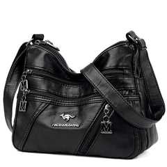 Soft PU Leather Crossbody Bag For Women Shoulder Bag Mult-pockets Messenger Bag