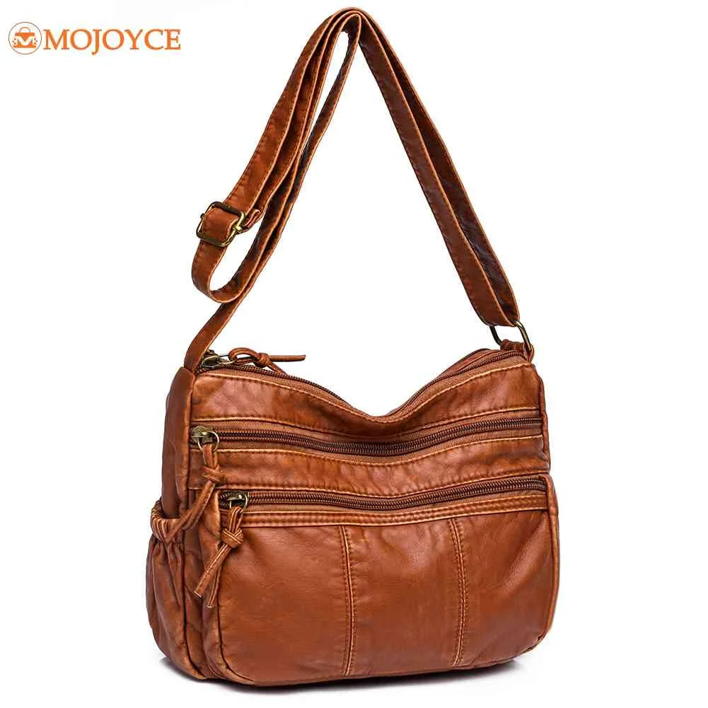 Soft PU Leather Crossbody Bags Multi-pocket Women Top Handle Satchel Casual