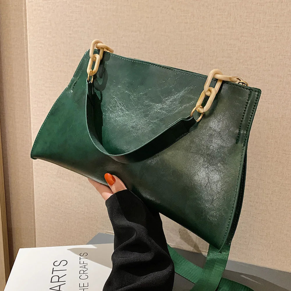Vintage Shoulder Bag Soft PU Leather Large Capacity Crossbody Handbag