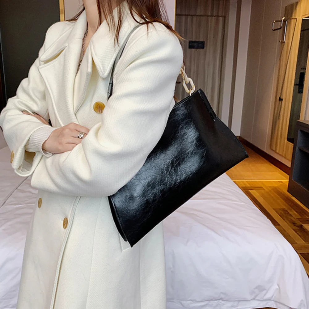 Vintage Shoulder Bag Soft PU Leather Large Capacity Crossbody Handbag