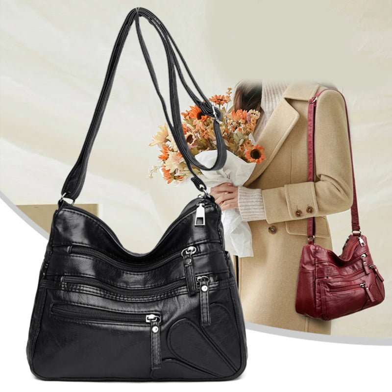 Women's Soft PU Leather Shoulder Bag Purses Multi-pocket Crossbody
