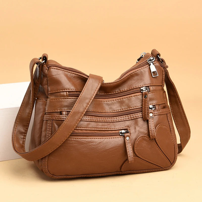 Women's Soft PU Leather Shoulder Bag Purses Multi-pocket Crossbody