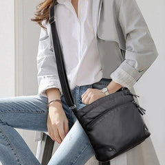 Retro PU Leather Shoulder Bag Double Zipper Women Messenger Bag