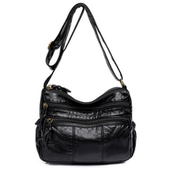 PU Leather Shoulder Bags Women Top Handle Satchel Multi-pocket Casual Tote