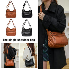 PU Leather Shoulder Bags Women Top Handle Satchel Multi-pocket Casual Tote