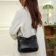 PU Leather Shoulder Bags Women Top Handle Satchel Multi-pocket Casual Tote