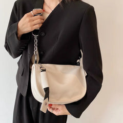 Soft PU Leather Shoulder Bags Women Chain Cross-body Saddle Bag Ins Retro