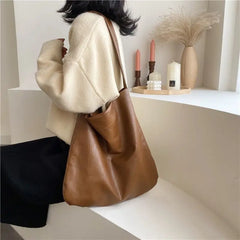 Soft PU Leather Shoulder Bags Women Lazy Underarm Totes Large Capacity