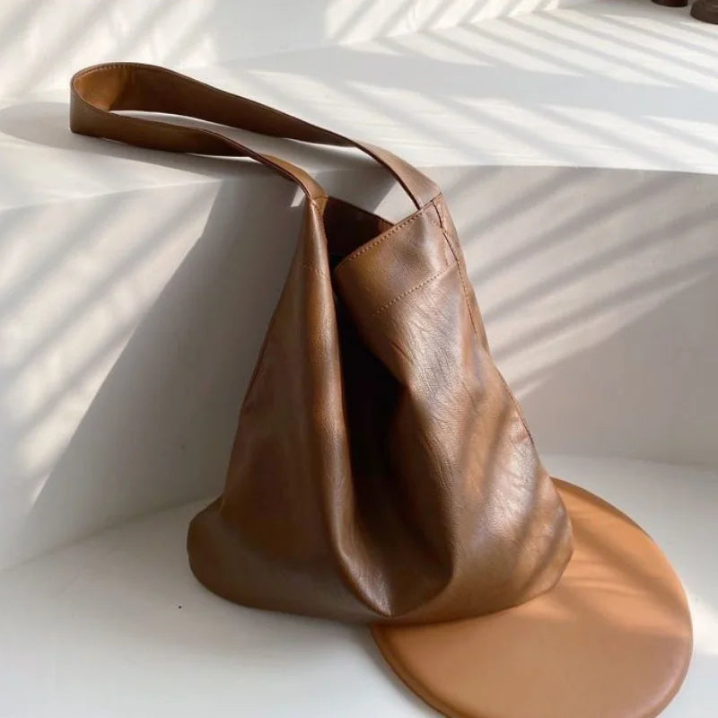 Soft PU Leather Shoulder Bags Women Lazy Underarm Totes Large Capacity