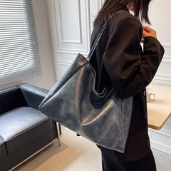 Soft PU Leather Shoulder Bags Women Vintage Office Ladies Underarm Totes