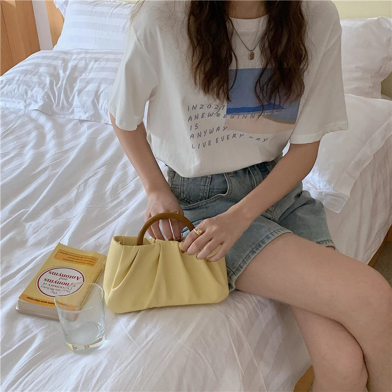 Soft PU Leather Women Clutch Purse Handbags Solid Ladies Mini Tote
