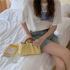 Soft PU Leather Women Clutch Purse Handbags Solid Ladies Mini Tote
