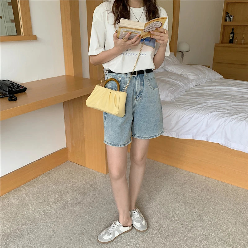 Soft PU Leather Women Clutch Purse Handbags Solid Ladies Mini Tote