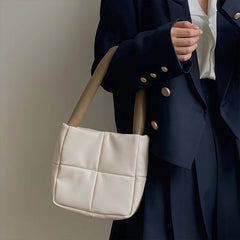 PU Leather Shoulder Bag Plaid Purse Handbag Female Winter Small Square
