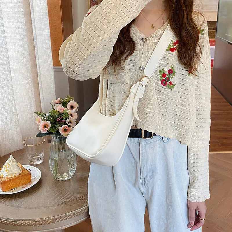 Soft PU Leather Women Shoulder Crossbody Bags Ladies Hobos Handbags Retro Solid