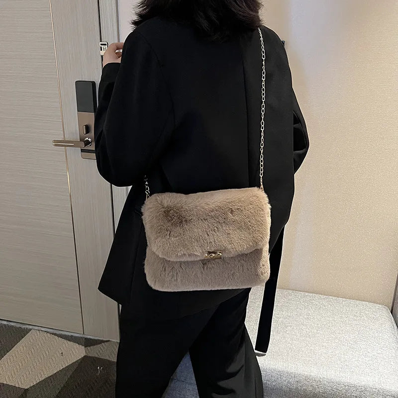 Plush Crossbody Shoulder Bag for Women Girls Velvet Bag
