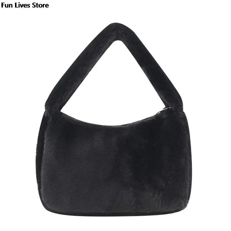 Soft Plush Handbags Women Winter Warm Shoulder Bags Phone Money Storage Purse